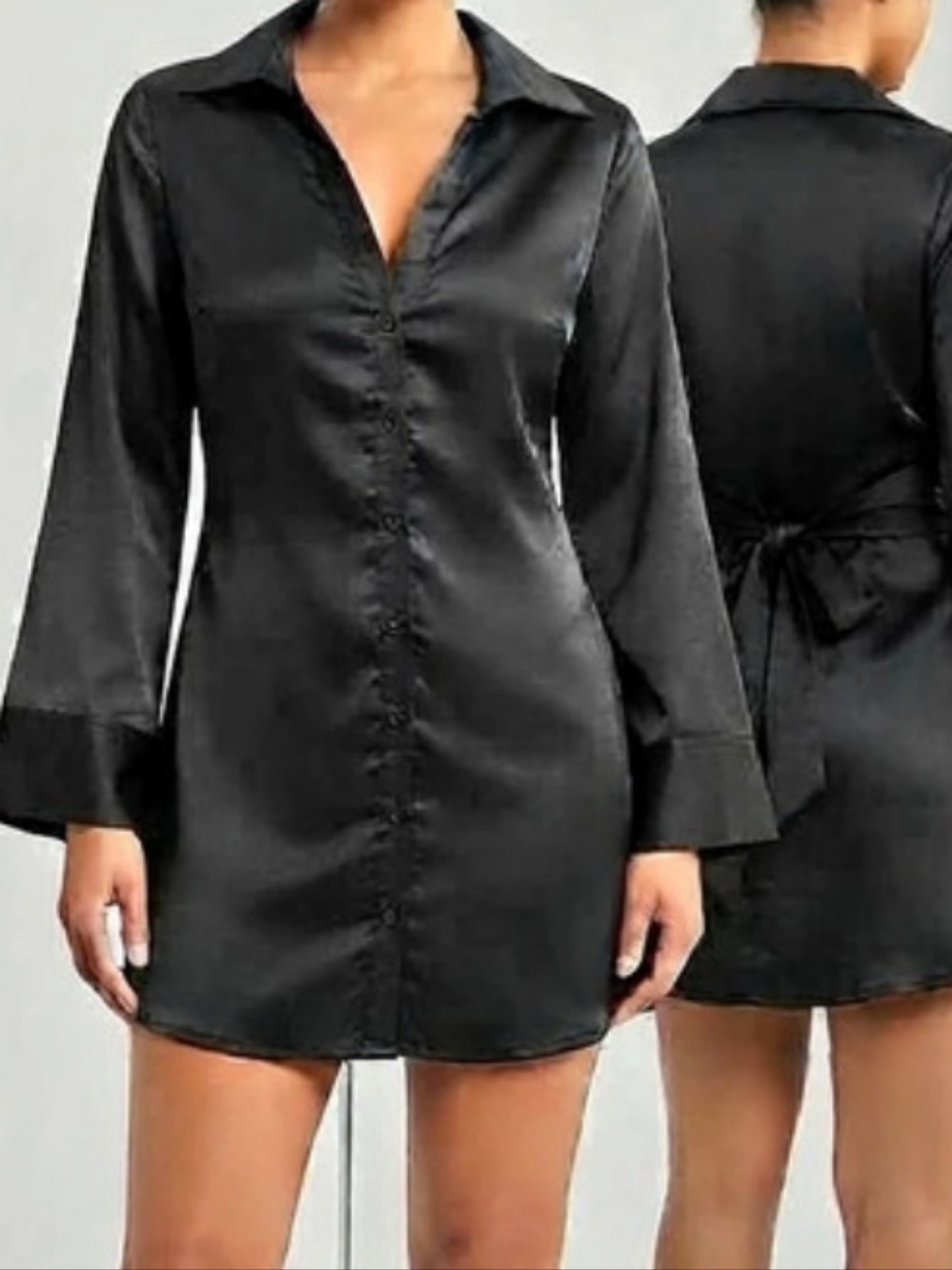 Skylar Rose Mini Shirt Dress in Black Size Small